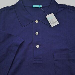 NWT J. McLaughlin Navy Blue Pique Cotton Keegan Golf Polo Shirt XL MSRP $118